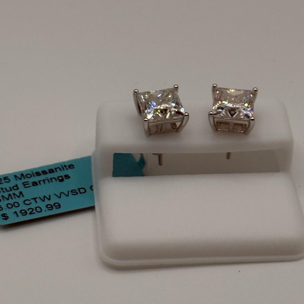 Elegant Silver Moissanite Stud Earrings
